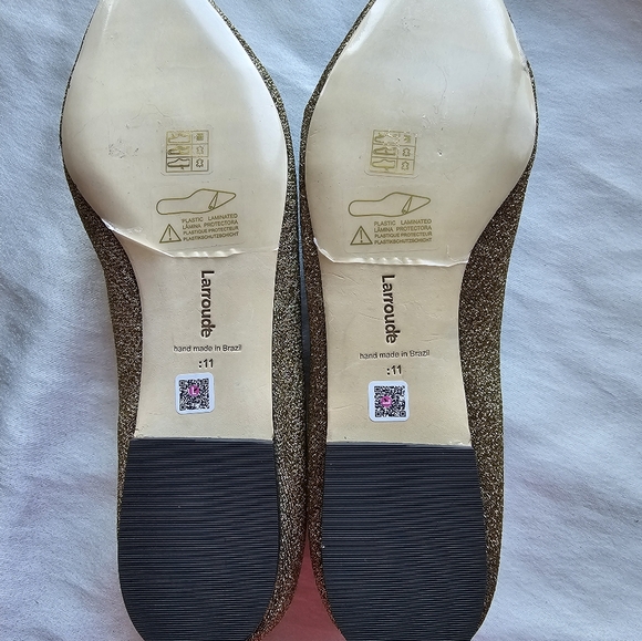 Larroude Lee Crystal-Embellished Lurex Flats Sz 11 - Picture 6 of 12